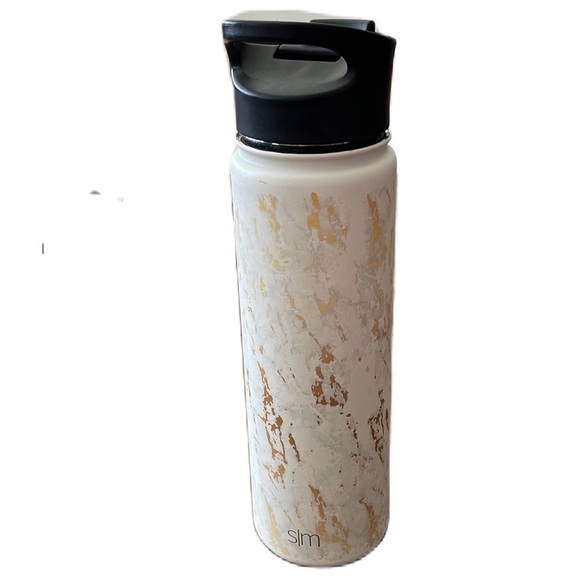 Simple modern water bottle s/m white and gold marble pattern - Picture 1 of 6
